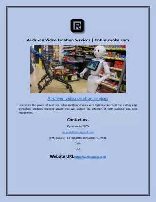 Ai-driven Video Creation Services | Optimusrobo.com