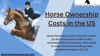 Horse Ownership Costs in the US - Horse Owners Club