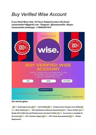 Buy Verified Wise Account