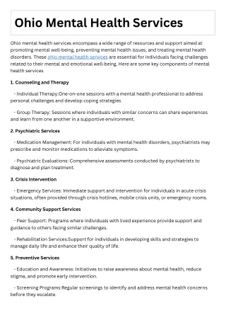 ohio mental health services