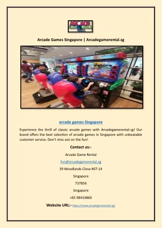 Arcade Games Singapore | Arcadegamerental.sg