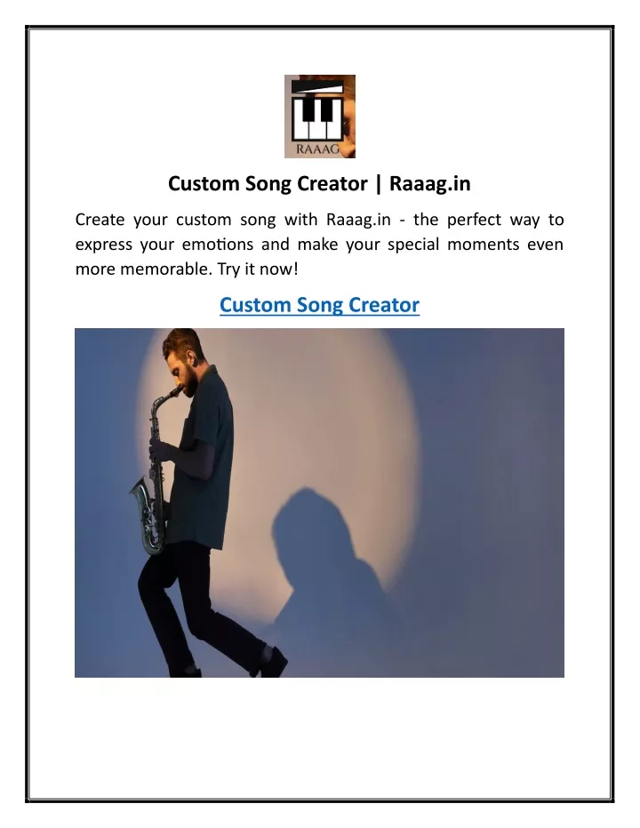 custom song creator raaag in