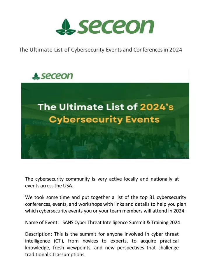 the ultimate list of cybersecurity events