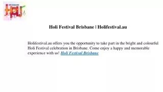 Holi Festival Brisbane Holifestival.au