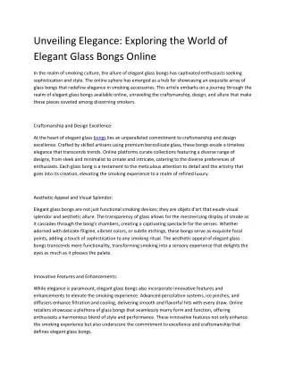 Exploring the World of Elegant Glass Bongs Online