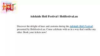 Adelaide Holi Festival Holifestival.au