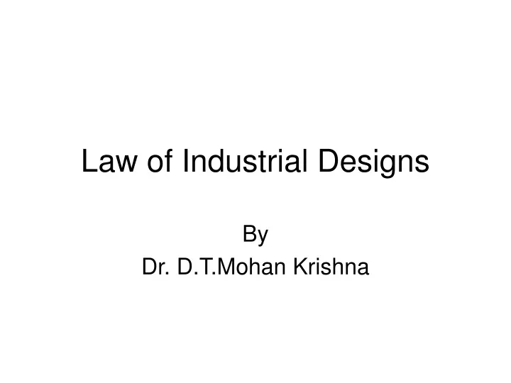 law of industrial designs