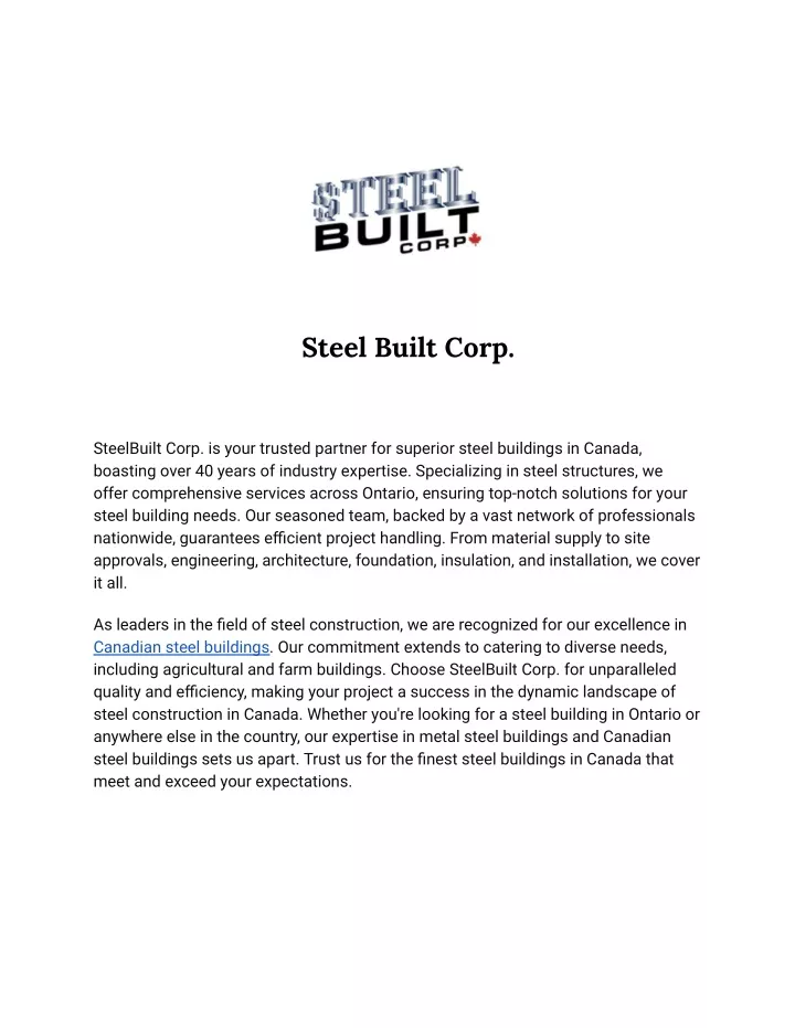 steel built corp