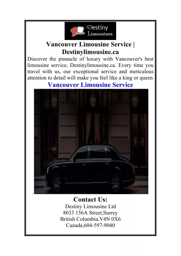 vancouver limousine service destinylimousine