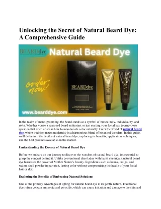 Unlocking the Secret of Natural Beard Dye