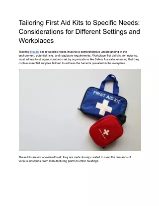Tailoring First Aid Kits to Specific Needs_ Considerations for Different Settings and Workplaces