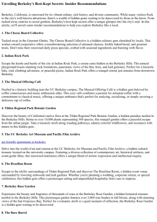 unveiling berkeley s best kept secrets insider