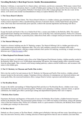 unveiling berkeley s best kept secrets insider