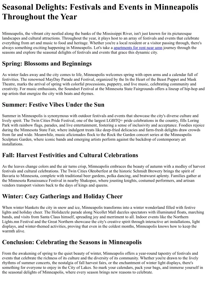 seasonal delights festivals and events