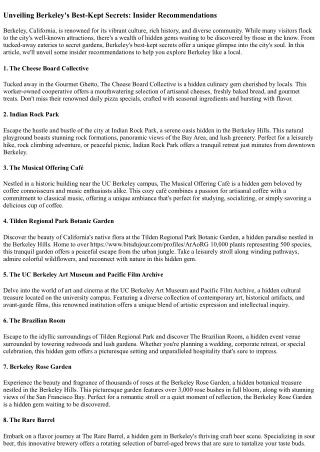 unveiling berkeley s best kept secrets insider