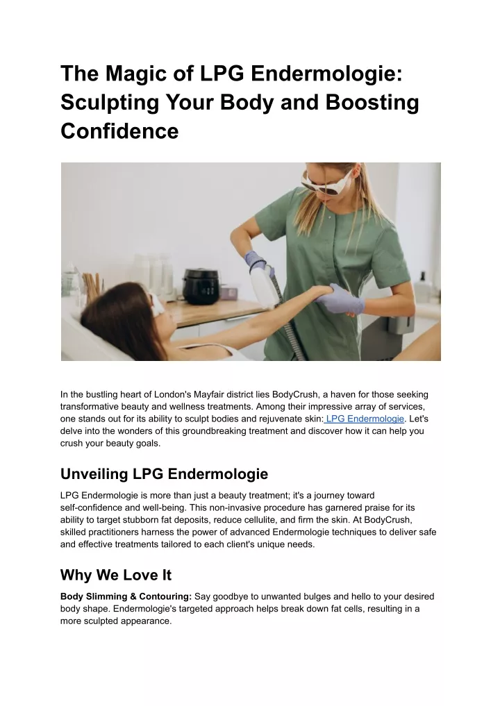 the magic of lpg endermologie sculpting your body