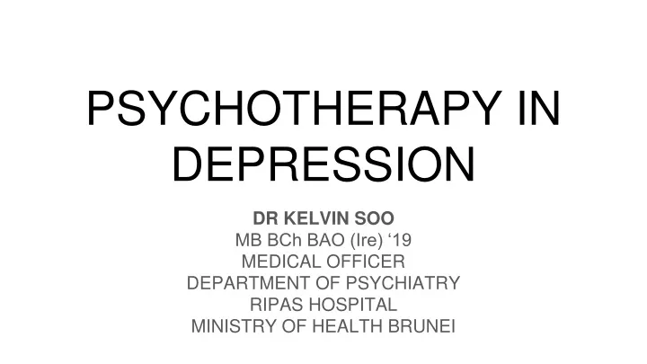 psychotherapy in depression