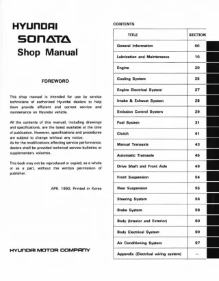 1990 Hyundai Sonata Service Repair Manual