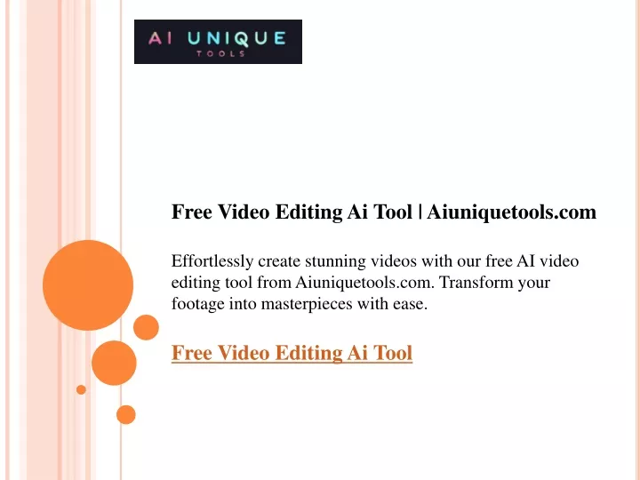 free video editing ai tool aiuniquetools