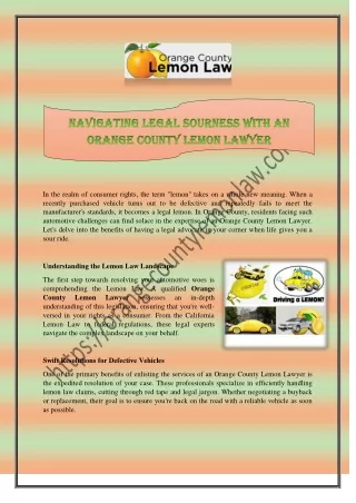Navigating Legal Sourness with an Orange County Lemon Lawyer