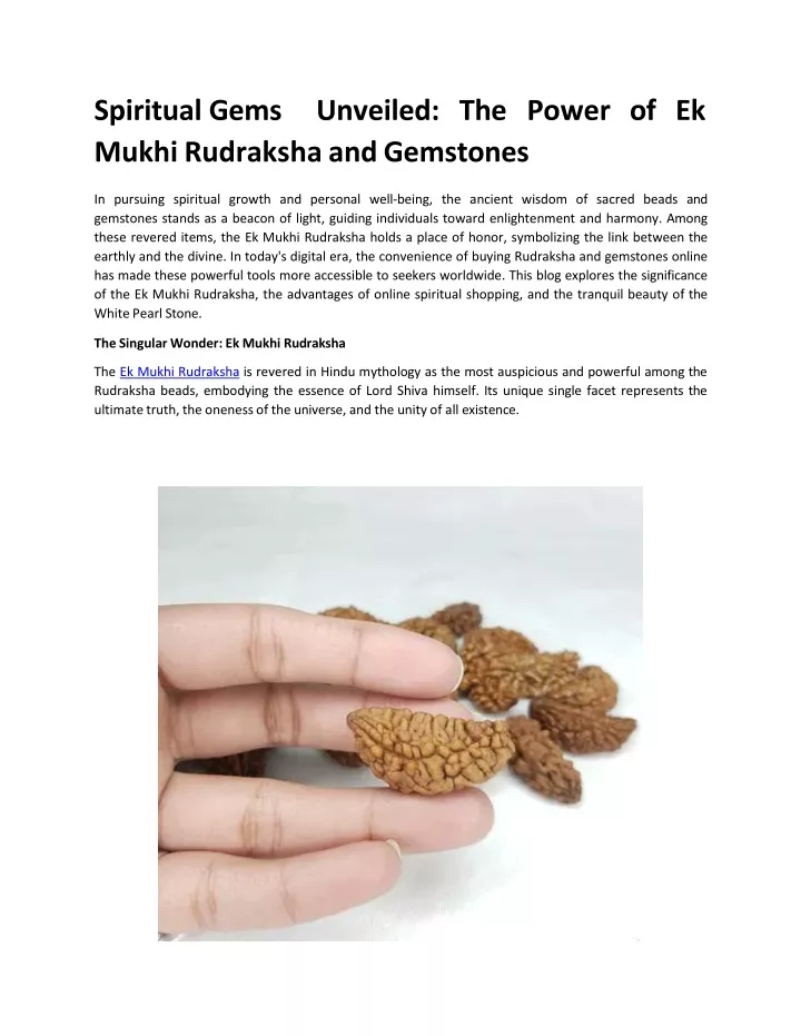 spiritual gems unveiled the power of ek mukhi rudraksha and gemstones