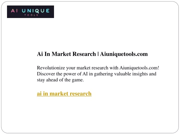 ai in market research aiuniquetools