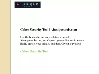 Cyber Security Tool  Aiuniquetools.com