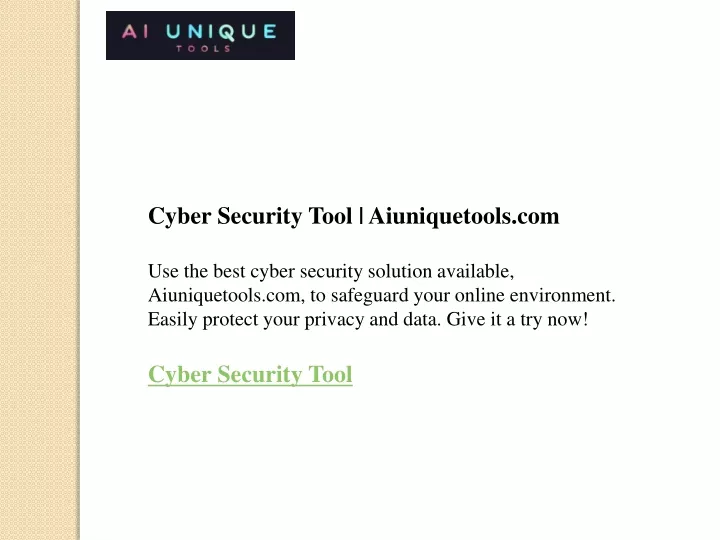 cyber security tool aiuniquetools