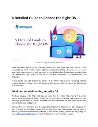 A Detailed Guide to Choose the Right OS