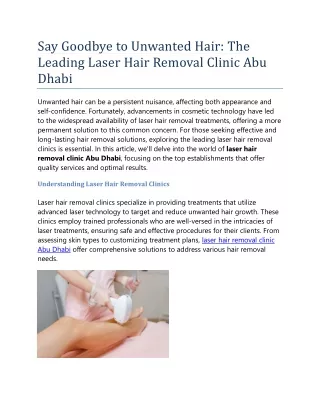 Laser Hair Removal Clinic Abu Dhabi