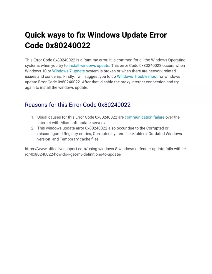 quick ways to fix windows update error code