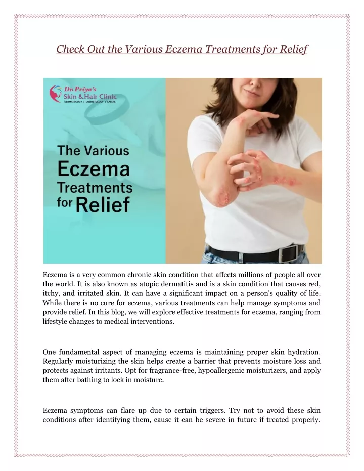 check out the various eczema treatments for relief