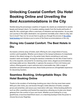 Unlocking Coastal Comfort_ Diu Hotel Booking Online and Unveiling the Best Accommodations in the City (1)