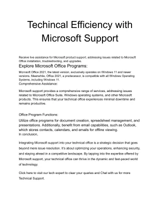 Techincal Efficiency with Microsoft Support