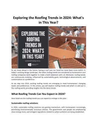 Exploring the Roofing Trends in 2024: What's in This Year?