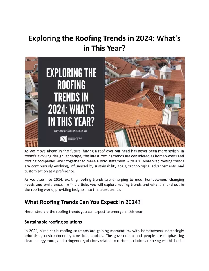 exploring the roofing trends in 2024 what