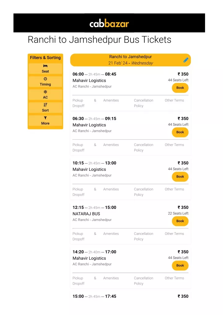 ranchi to jamshedpur bus tickets