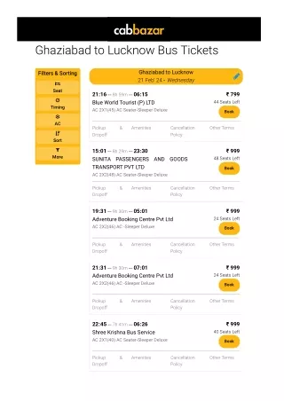 ghaziabad to lucknow bus tickets