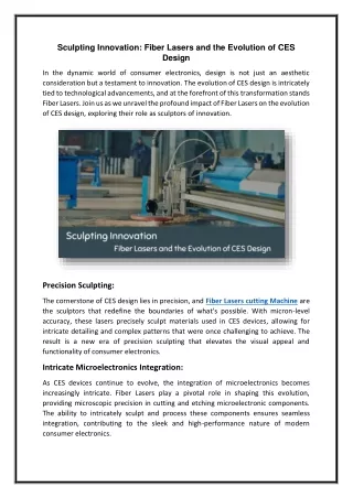 Sculpting Innovation Fiber Lasers and the Evolution of CES Design