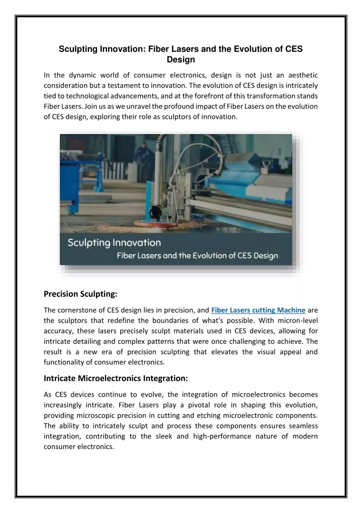 sculpting innovation fiber lasers