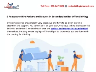6 Reasons to Hire Packers and Movers in Secunderabad for Office Shifting