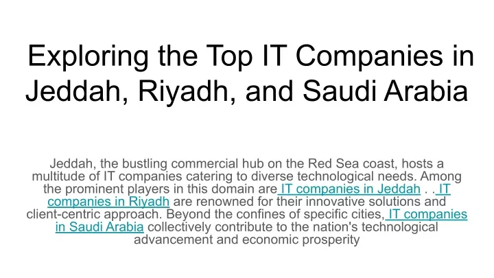 exploring the top it companies in jeddah riyadh
