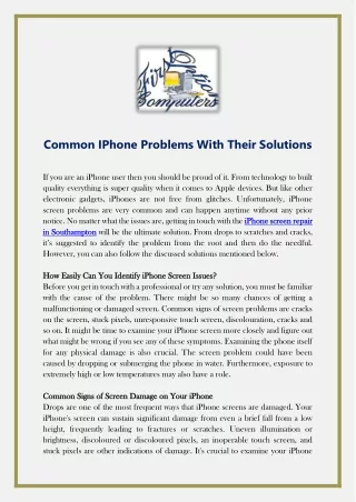 Common IPhone Problems With Their Solutions