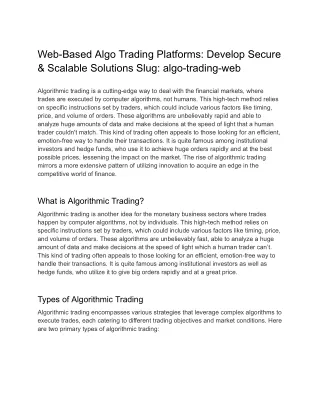 web based algo trading platforms develop secure