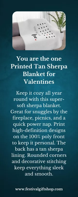 You are the one Printed Tan Sherpa Blanket for Valentines