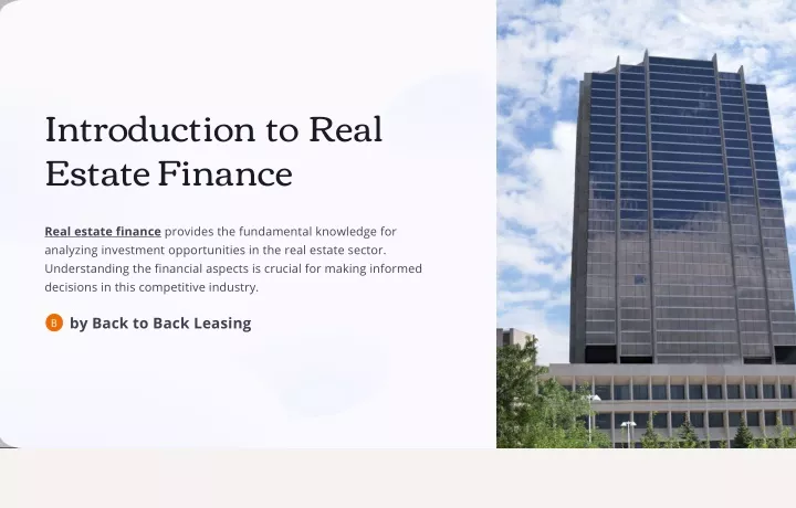 introduction to real estate finance