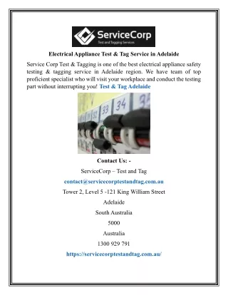 Electrical Appliance Test & Tag Service in Adelaide