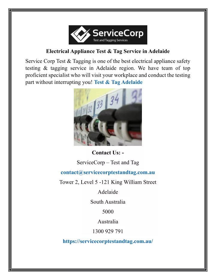 electrical appliance test tag service in adelaide