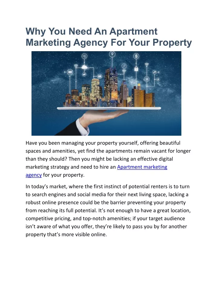 why you need an apartment marketing agency
