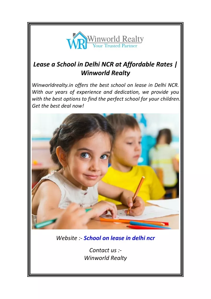 lease a school in delhi ncr at affordable rates